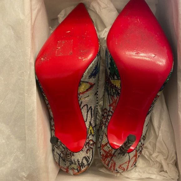 CHRISTIAN LOUBOUTIN Paillette Loubitag Decollete 554 100 Paillette Silver - Picture 7 of 7